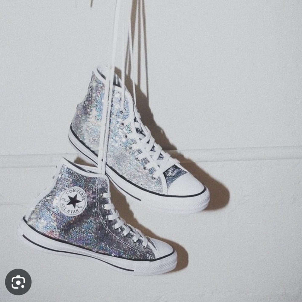 Converse Silver Glitter High Tops